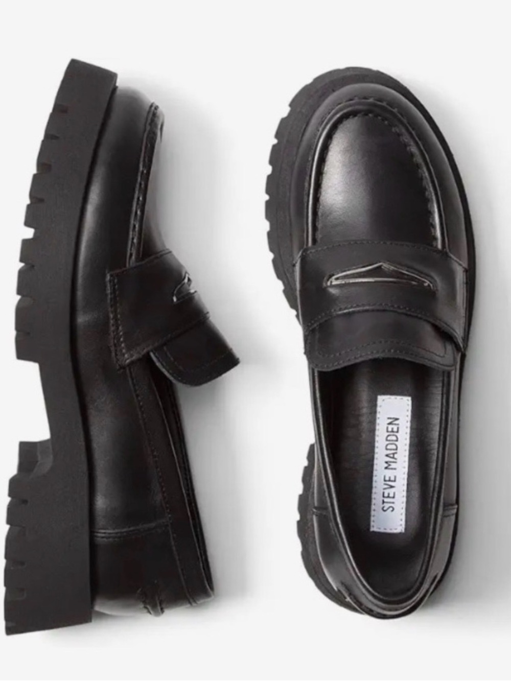 Steve Madden Black Lug-Sole Loafers